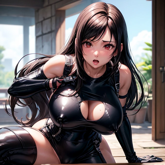 tifa lockhart Glossy black bodysuit Huge Blowing out a lot of breast large amount of squirting is blowing Huge penis A largent of semen is released