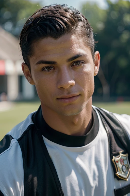 cristiano ronaldo junior, 1boy, extremely detailed face and eyes, beautiful detailed lips, longeyelashes, handsome, athletic, realistic, photorealistic, photo-realistic:1.37, (best quality,4k,8k,highres,masterpiece:1.2),ultra-detailed,(realistic,photorealistic,photo-realistic:1.37),HDR,UHD,studio lighting,ultra-fine painting,sharp focus,physically-based rendering,extreme detail description,professional,vivid colors,bokeh,outdoor field,sunny day