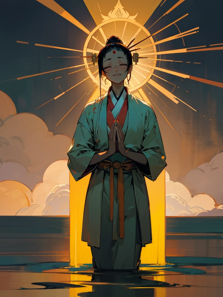 Amida、Zazen、mercy、Joining hands in prayer、Black Hair 、smile、Lotus、Paradise
、Shinto-Buddhist syncretism