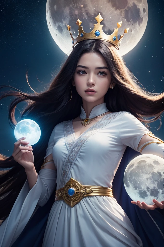 Make a hero with moon powers and a crown 