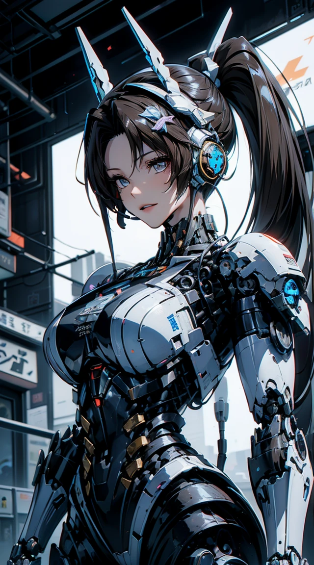 (head shot:1.6)、Very detailed, Advanced Details, high quality, High resolution, 1080P, hard disk, beautiful,(War Machine),Armor War,(He has a machine gun in each hand:1.5),(Dynamic pose:1.3)、(((attack posture:1.3)))、beautiful,Mecha Cyborg Girl,BATTLE MODE,Mecha Body Girl,She is wearing a futuristic War Machine weapon mecha、(((Mechanical Headgear:1.3)))、(((Cyber Headphones:1.3)))、Close-up of a woman in a futuristic suit, Girl wearing mecha cyber armor, Cyberpunk Anime Girl Mecha, Female Mecha, perfect Anime Cyborg woman, Anime Cyborg, Mech Suit, Anime Mecha Armor, アニメMecha aesthetics, Girl in Armor, beautiful少女サイボーグ, Mecha aesthetics, Japanese Cyborg, Cyber Suit, Cyber Japan style armor、((High ponytail:1.3))、
