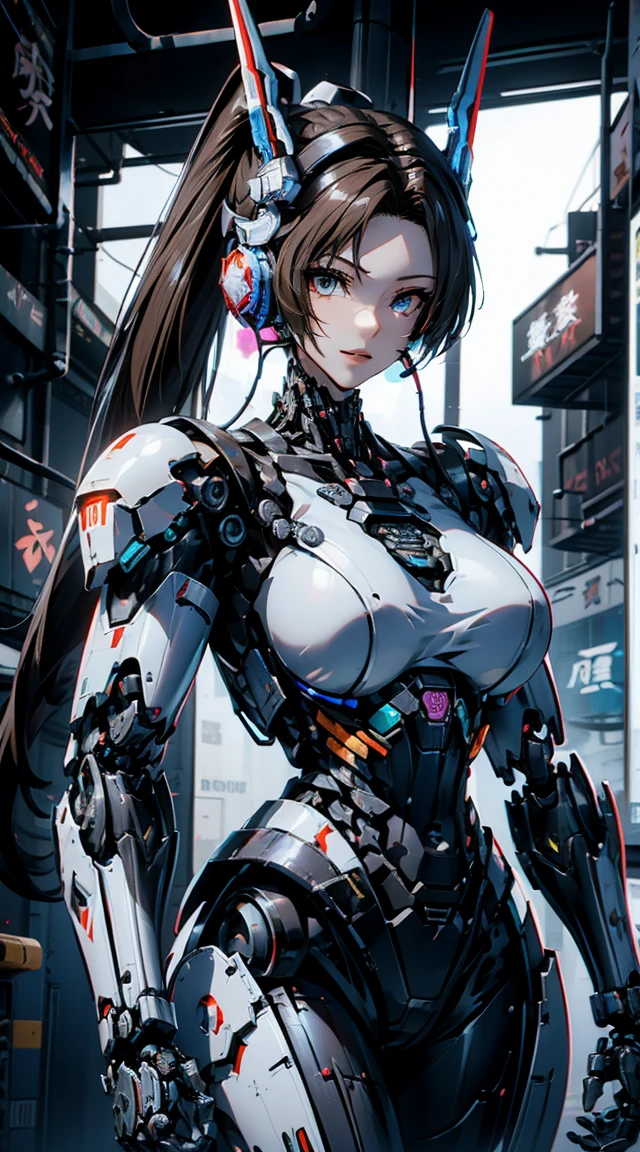 (head shot:1.6)、Very detailed, Advanced Details, high quality, High resolution, 1080P, hard disk, beautiful,(War Machine),Armor War,(He has a machine gun in each hand:1.5),(Dynamic pose:1.3)、(((attack posture:1.3)))、beautiful,Mecha Cyborg Girl,BATTLE MODE,Mecha Body Girl,She is wearing a futuristic War Machine weapon mecha、(((Mechanical Headgear:1.3)))、(((Cyber Headphones:1.3)))、Close-up of a woman in a futuristic suit, Girl wearing mecha cyber armor, Cyberpunk Anime Girl Mecha, Female Mecha, perfect Anime Cyborg woman, Anime Cyborg, Mech Suit, Anime Mecha Armor, アニメMecha aesthetics, Girl in Armor, beautiful少女サイボーグ, Mecha aesthetics, Japanese Cyborg, Cyber Suit, Cyber Japan style armor、((High ponytail:1.3))、