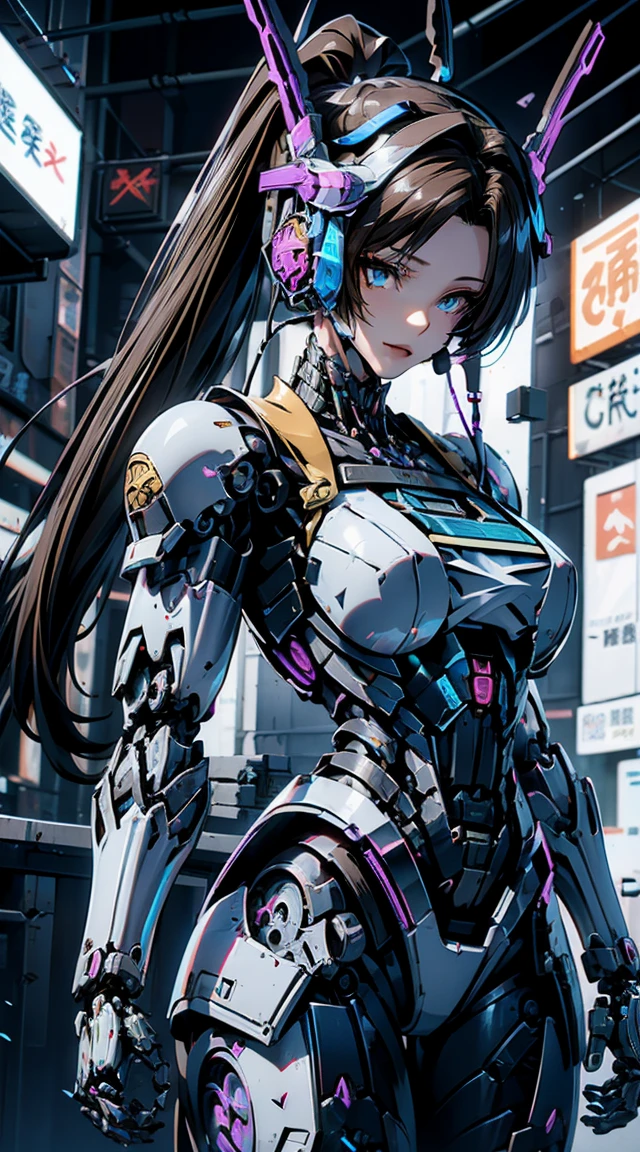 (head shot:1.6)、Very detailed, Advanced Details, high quality, High resolution, 1080P, hard disk, beautiful,(War Machine),Armor War,(((He has a machine gun in each hand:1.5))),(((Dynamic pose:1.3)))、(((attack posture:1.3)))、beautiful,Mecha Cyborg Girl,BATTLE MODE,Mecha Body Girl,She is wearing a futuristic War Machine weapon mecha、(((Mechanical Headgear:1.3)))、(((Cyber Headphones:1.3)))、Close-up of a woman in a futuristic suit, Girl wearing mecha cyber armor, Cyberpunk Anime Girl Mecha, Female Mecha, perfect Anime Cyborg woman, Anime Cyborg, Mech Suit, Anime Mecha Armor, アニメMecha aesthetics, Girl in Armor, beautiful少女サイボーグ, Mecha aesthetics, Japanese Cyborg, Cyber Suit, Cyber Japan style armor、((High ponytail:1.3))、