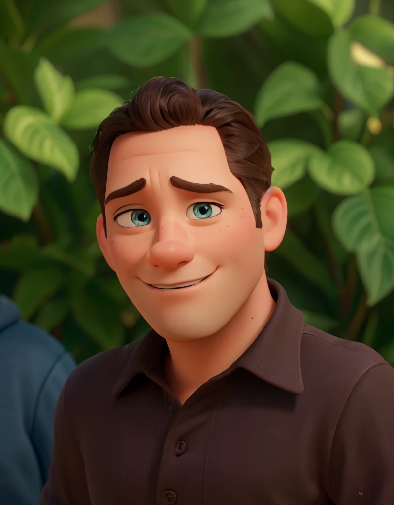 A disney pixar style man, highy detailed, 8k, best qualityer, details Intricate, Beautiful  eyes, realisitic, cinematic lighting, warm colours, photorrealistic, 3D rendering, studio lighting, sharp focus, Hiper-realisitic, Masterpiece artwork