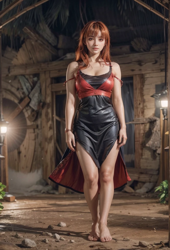 Thunder light in Final Fantasy,whole body,Red suspender dress