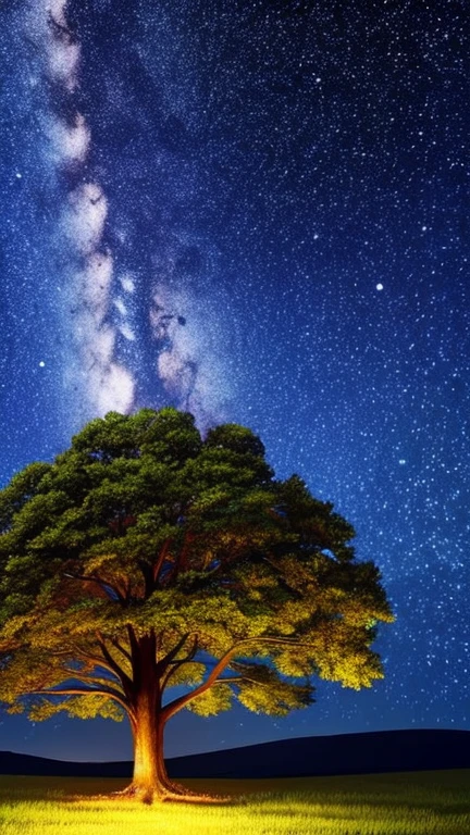 4k,masterpiece,detailed,nightsky,starry background midnight,big tree,background only,illustration,