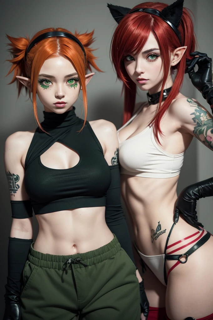 2 red-haired warriors, armor, medieval fantasy, D&d, RPG, ultra realistic, ultra detailed, best quality, 8k, wallpaper, steel breastplate, steel gauntlets, steel gloves, front, both sitting with legs open showing the panties, both without pants, no pants, both in tiny panties, both in white panties, both in thong calciha,  panty view, both in thong, cameltoe, pantyshot, RAW, nsfw,