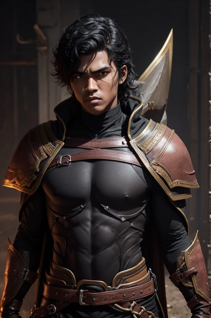Make a black character with the characteristics of beserk guts