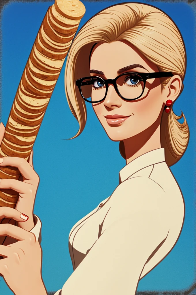Animated lady baguette with glasses