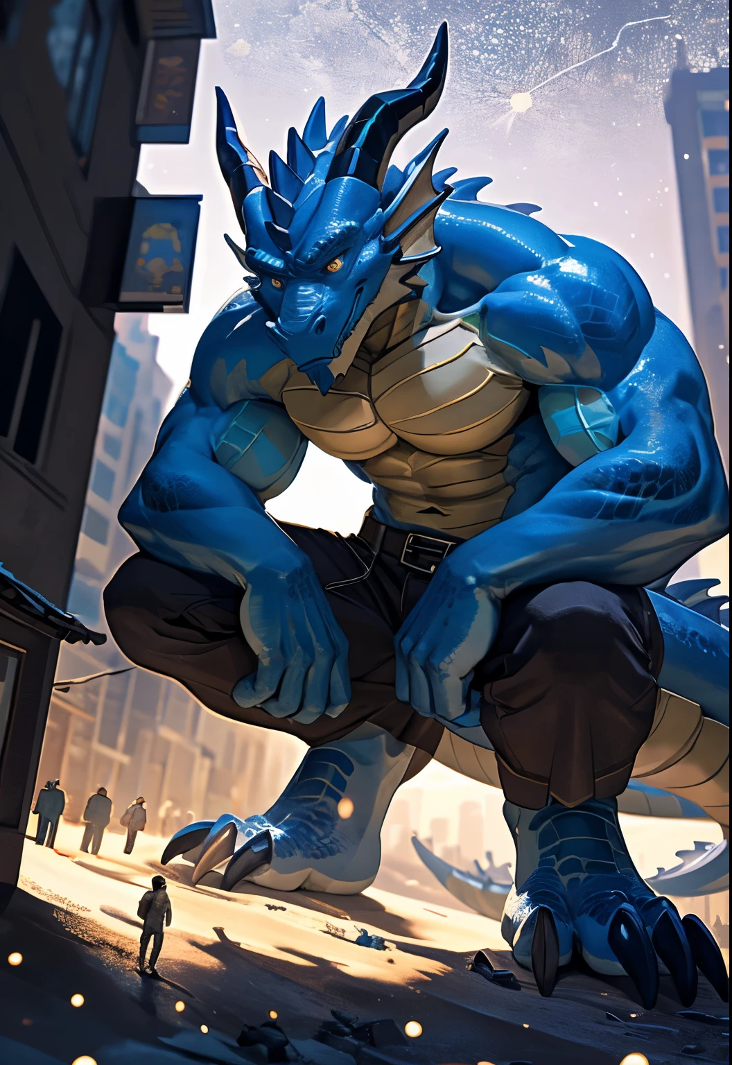 photography, smooth skin, bdsm, ultra realism shading, anthro, (dragon), (male), kemono, clothed, explicit, (rembrandt), muscular, royal blue eyes, white sclera, (urine), (wetting pants), squatting, slim hunk, nsfw, parking lot, plantigrade legs, feet, (3 toes), (night), dragon tail, by darkgem, chunie, rakisha, messy, [depth of field, perfect lighting, (light particles),(best quality),(masterpiece),(ultra detailed),sharp focus]