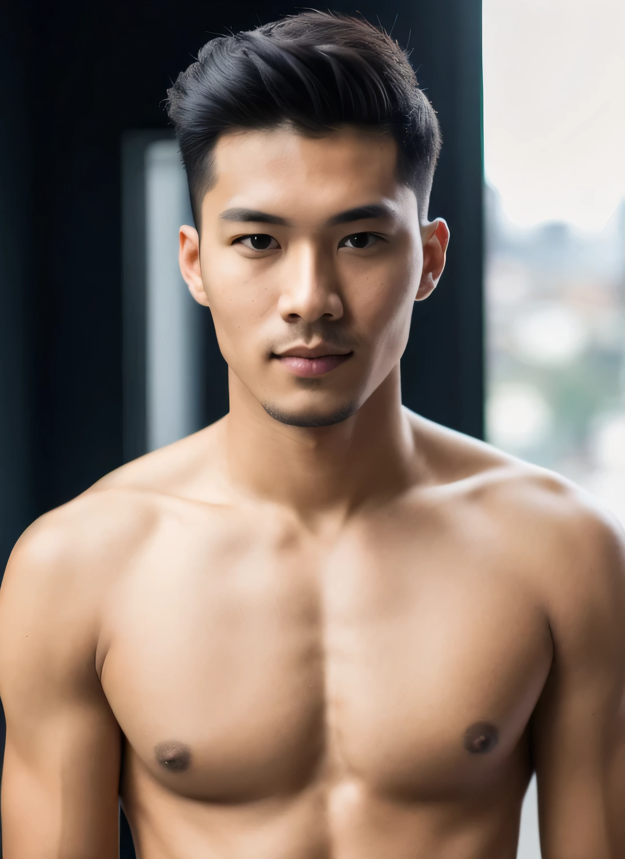 RAW photo, a (potrait:1.2) of a very handsome man, (high detailed skin:1.2), 8k uhd, dslr, soft lighting, high quality, film grain, Fujifilm XT3