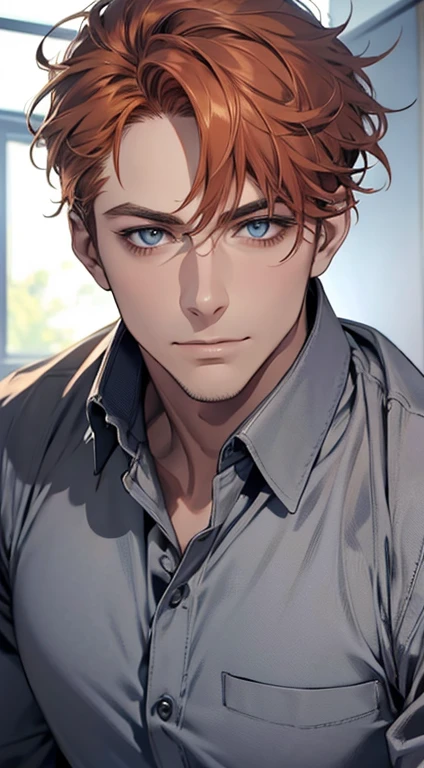 (best quality,4k,8k,highres,masterpiece:1.2),ultra-detailed,(realistic,photorealistic,photo-realistic:1.37),1 man,31 years old,mature man,very handsome,without expression,smile,short grey b
Orange hair,blue eyes,penetrating gaze,perfect face without errors,imposing posture,businessman,office background,cinematic lighting,hdr image