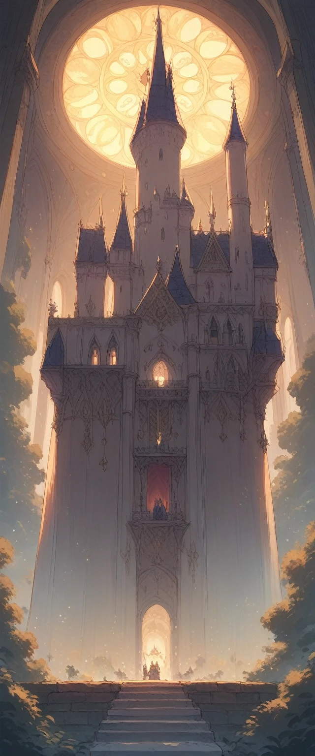 Inside the huge castle On the altar is a cute, cute, cute who is the queen There are many servants under the altar. The queen is pointing her finger at her servants and giving them an order. At night, the lights are on in the castle The queen is having a sex party with her servants