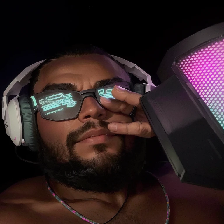 There is a man wearing headphones, Serpentina do Twitch / gamer ludwig, taken at the beginning of 2020, profile photo 1024px, with headphones from ear, new album cover, hitting the microphone, Thick, profile picture with headshot, holding it to the camera, poor quality footage, Ablaze, lit from below