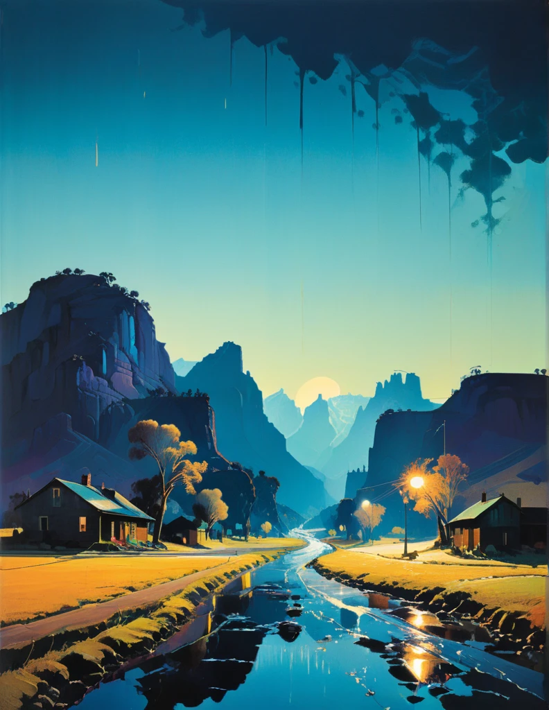 professional photograph of a dimpled landscape  by  James Gilleard and Peter Doig and richard avedon , bold lines, hyper detailed, dark limited palette, dramatic lighting,  (intricate details, masterpiece, best quality:1.4),
