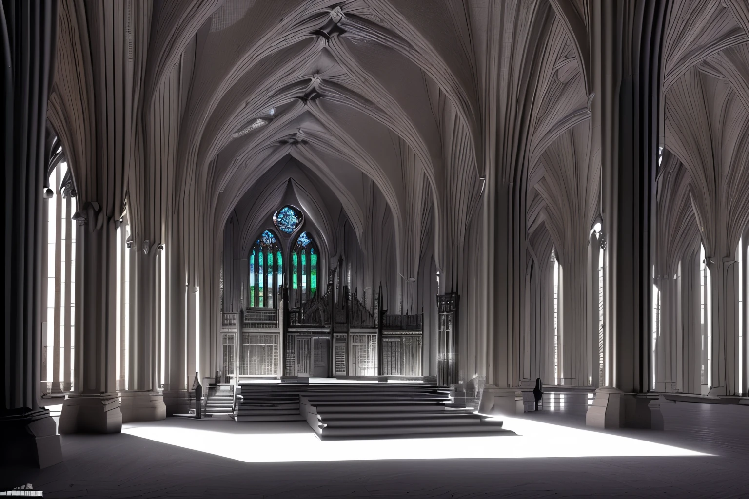 (best quality,4k,8k,highres,masterpiece:1.2),ultra-detailed,(realistic,photorealistic,photo-realistic:1.37),black and white,detailed gothic cathedral in construction, medieval gothic architecture, intricate architectural details, buttresses, flying buttresses, stained glass windows, ornate stone carvings, towering spires, ornate arches, stone masonry, chiaroscuro lighting