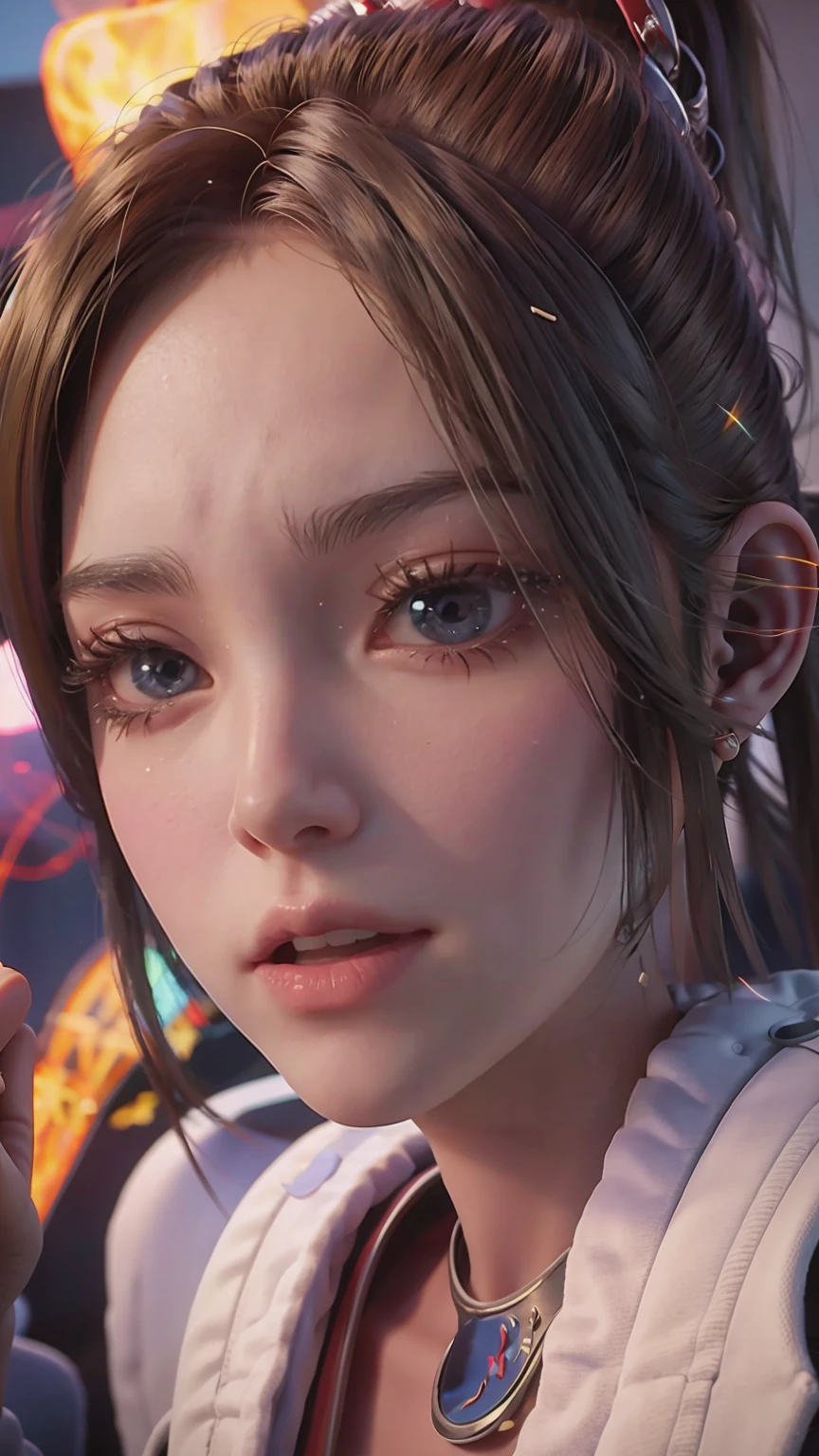 Chinese woman, Close-up of face, Flying female figure made of ribbon, smokes, in the sky, Bright colors, Mysterious colors, Modern Impressionism, portraiture Yanjun Cheng, Rainbow painting, 3/4 Perspective, Cute face, Low Angle, Wide Rotation Composition, big、Beautiful crystal eyes, Big Iris, Ultra HD, HDR, 8K, (masterpiece: 1. 5), (The most beautiful portraits in the world: 1.5)