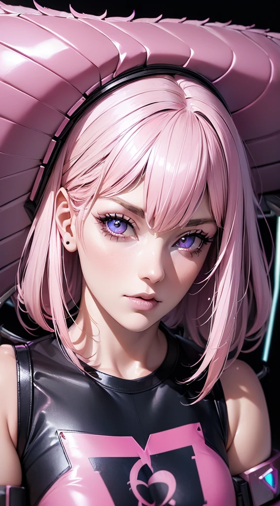 pink hair, eyes big and sexy