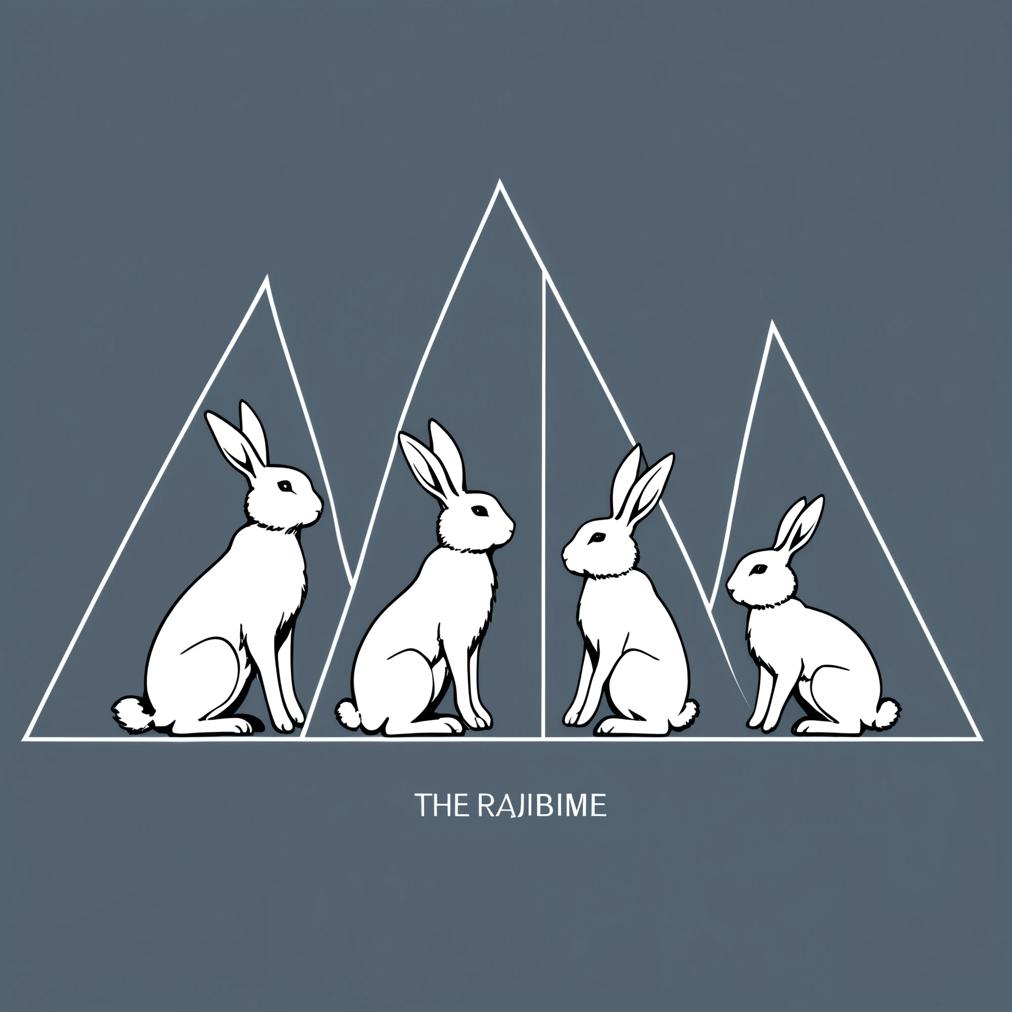 {with the text:"Rabbit":1.6},in style of Hajime Sorayama,{in style of Hans Hartung}
logo,line art,{minimalist style:1.5},3 rabbits, each with its own name on its head,the composition focuses on the triangular composition at the lower part of the picture,the upper part of the picture is a large area of white space