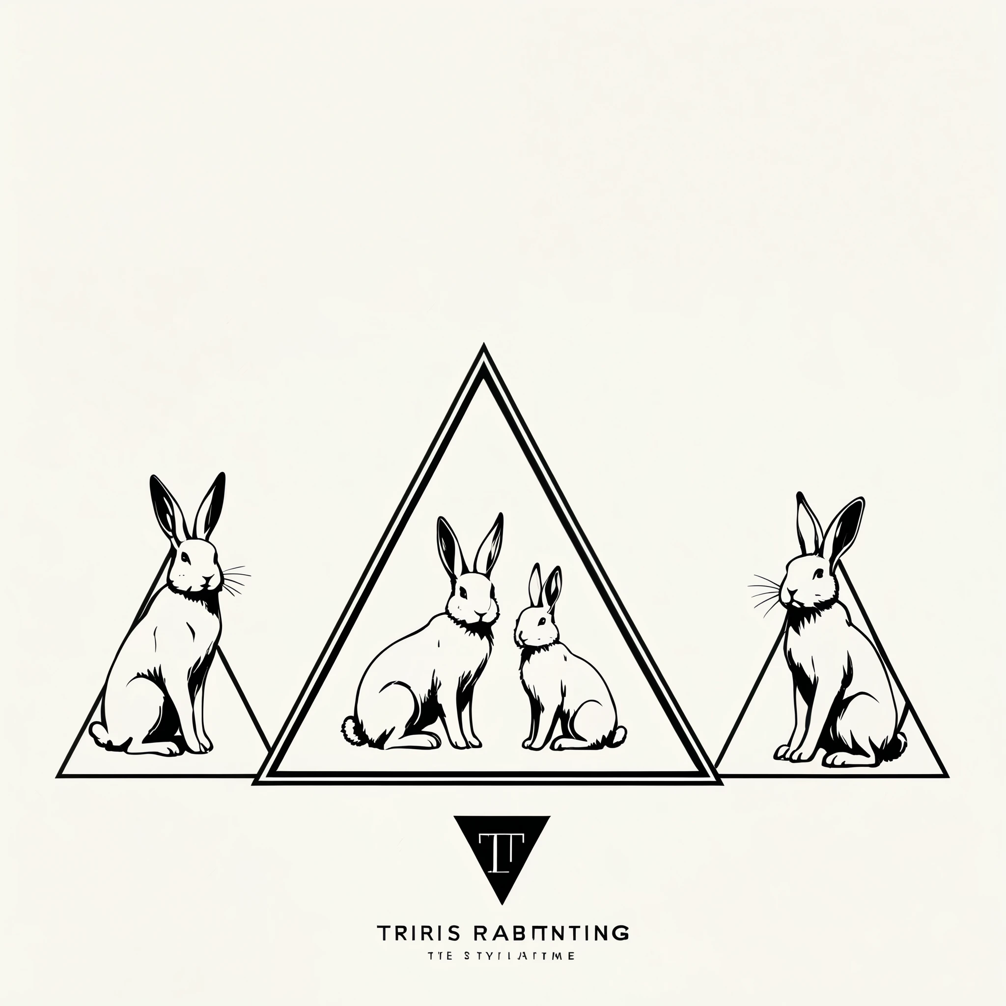 {with the text:"Rabbit":1.6},in style of Hajime Sorayama,{in style of Hans Hartung}
logo,line art,{minimalist style:1.5},3 rabbits, each with its own name on its head,the composition focuses on the triangular composition at the lower part of the picture,the upper part of the picture is a large area of white space
