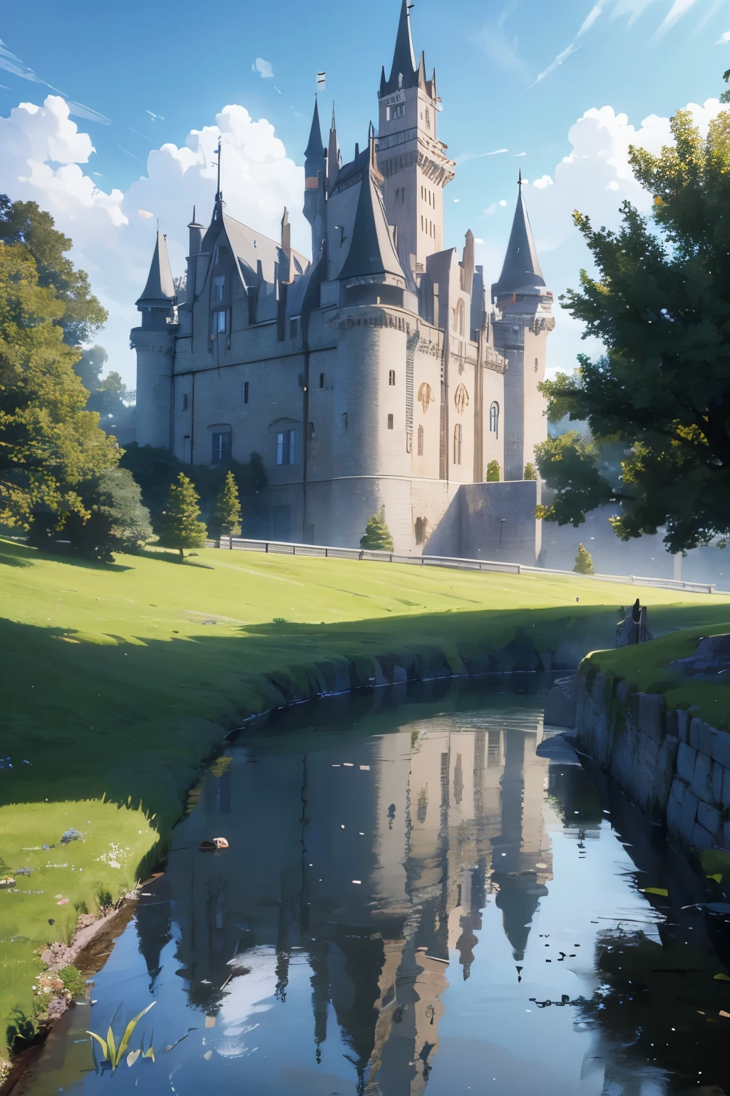 (visual novel scene)(HD)(4k) a castle in the middle of a medieval kingdom.