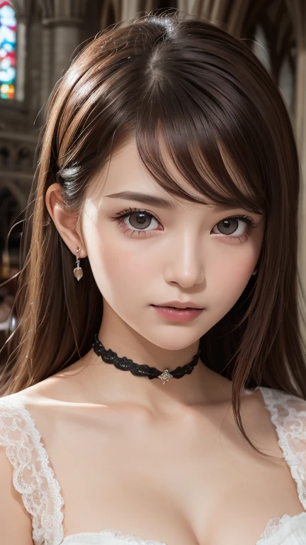 one girl, (a beauty girl, delicate girl:1.3), (23 years old:1.3),
break, (Gothic ta:1.3), (Two Side Up Hairstyle:1.3), (Tartan:1.2),
break, (cathedral:1.3), (No makeup:1.3),
break, Very fine grain definition, (Symmetrical eyes:1.3),
break, Small breasts, Brown eyes, amount, Brown Hair, girl,Cleavage、choker、Earrings、smile:1.1、
break, (Extremely detailed eye resolution、Eye and facial details:1.0), (Get closer to the face, Zoom in on face, Face Focus:1.0),
break, (masterpiece, Highest quality, Super detailed, Detailed face, 8k)
