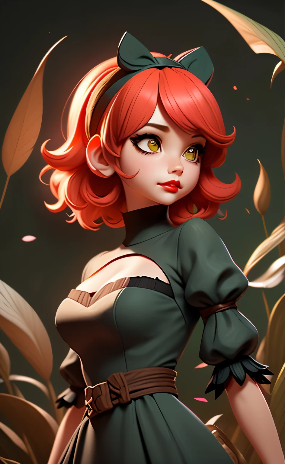 1girl, wlop, (blindfold), breasts, cleavage, cleavage cutout, dress cutout, green background, hair between eyes, headband, high resolution, juliet sleeves, long sleeves, nier (series), nier automata, fluffy sleeves, red lips, shadow face, short hair, solo, turtleneck sweater, upper body, l blue hair, sky, white fox ears, white fox tail, nine-tailed fox,