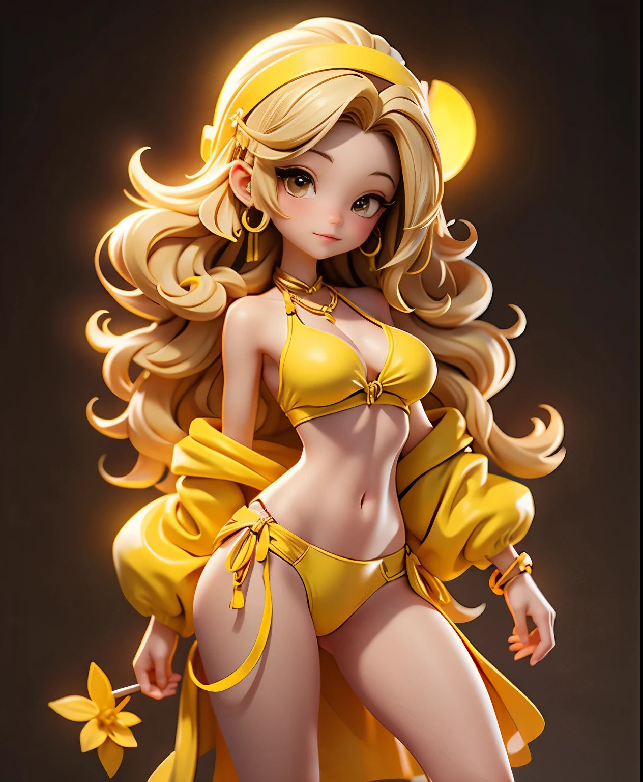 a yellow bikini young godess