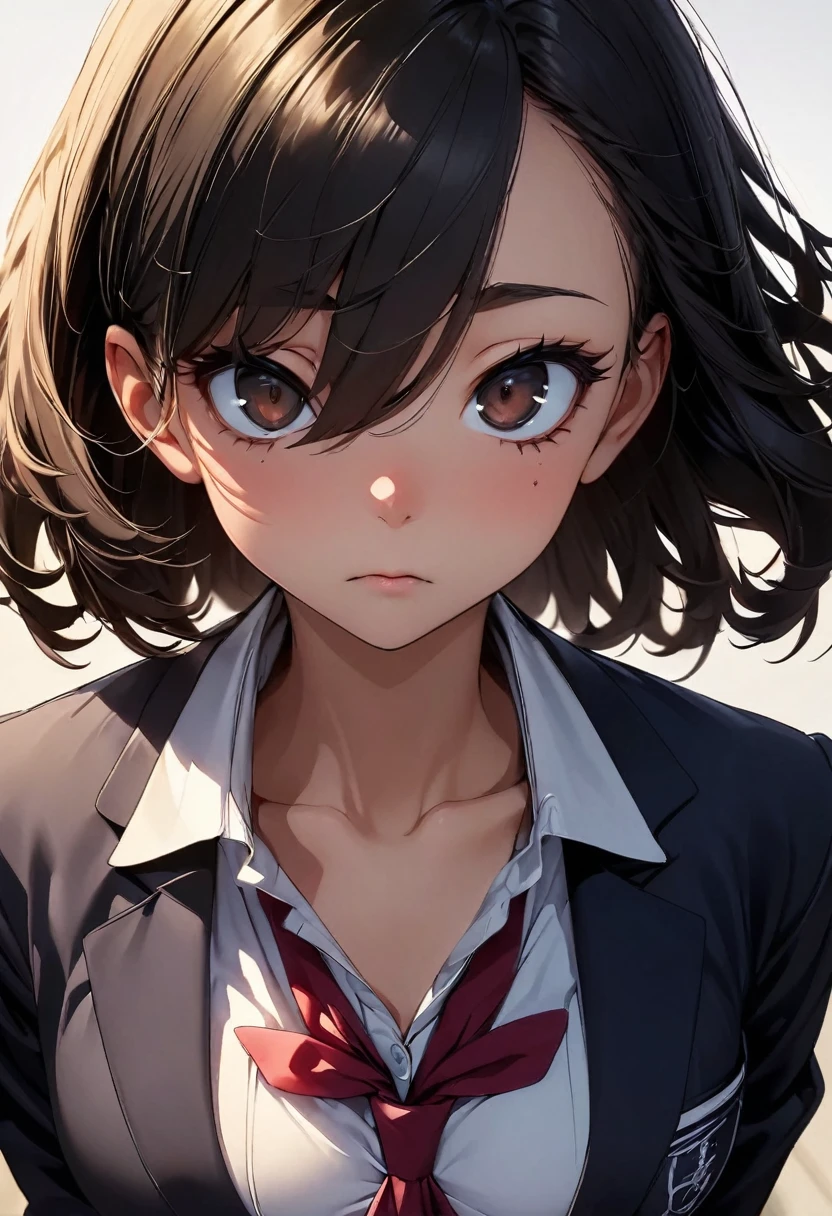 (highest quality:1.2, Very detailed, up to date, Vibrant, Ultra-high resolution, High Contrast, masterpiece:1.2, highest quality, Best aesthetics), anime, whole body, one woman ((Japanese, 20-years-old, Narrow space between the eyes, Big slant eyes, Small Nose, gold Hair, Medium long wavy hair, very tall, medium Breasts, slim, school uniform) and one man (Japanese, 20-years-old, very tall, slim, male,black hair,brown eyes, short beard) and one one woman (Japanese, 20-years-old, Narrow space between the eyes, Big slant eyes, Small Nose, black Hair, short cut, bob cut, medium Breasts, slim, school uniform)), (No background:1), ((Plain white background:1)), standing side by side apart, look at viewer