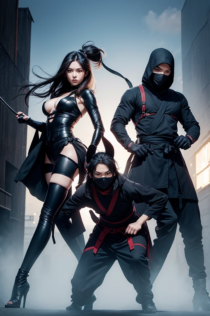 Make an image of two ninjas, a man and a woman