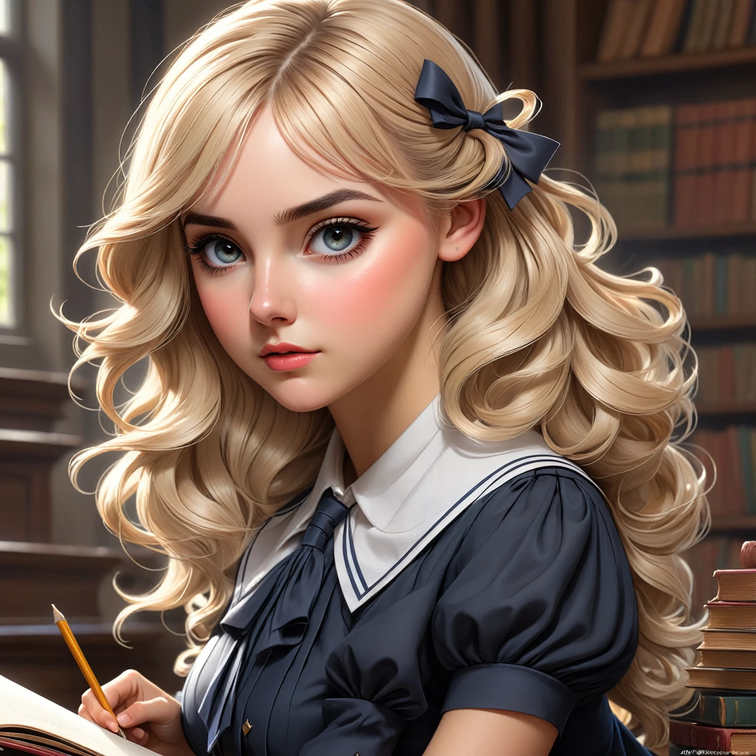 Pretty English 1910s private school girl. Official Art – An Award-Winning Digital Masterpiece In 4K Ultra HD, Extreme Detail And Intricate Realism. This Concept Art Brought To Life By The Hands Of Artists Like Wlop & Artgerm In A Stunning 2D Vector Illustration. Paige Renee Spiranac