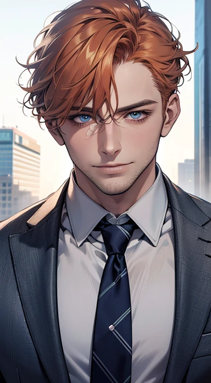 (best quality,4k,8k,highres,masterpiece:1.2),ultra-detailed,(realistic,photorealistic,photo-realistic:1.37),1 man,31 years old,mature man,very handsome,without expression,smile,short grey b
Orange hair,blue eyes,penetrating gaze,perfect face without errors,imposing posture,businessman,office background,cinematic lighting,hdr image