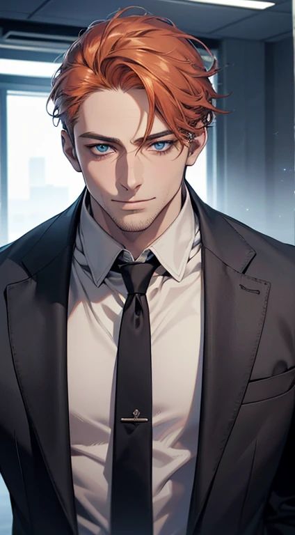 (best quality,4k,8k,highres,masterpiece:1.2),ultra-detailed,(realistic,photorealistic,photo-realistic:1.37),1 man,31 years old,mature man,very handsome,without expression,smile,short grey b
Orange hair,blue eyes,penetrating gaze,perfect face without errors,imposing posture,businessman,office background,cinematic lighting,hdr image