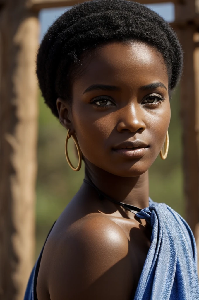 Une jeune femme noire africaine en pagne de Kimbanguiste