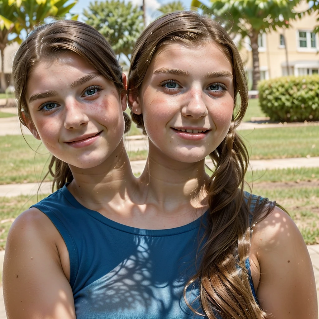 2heads, (two headed girl:1.5), (a 12 year old girl and a 16 year old girl:1.5), (a brunette and a redhead:1.2)