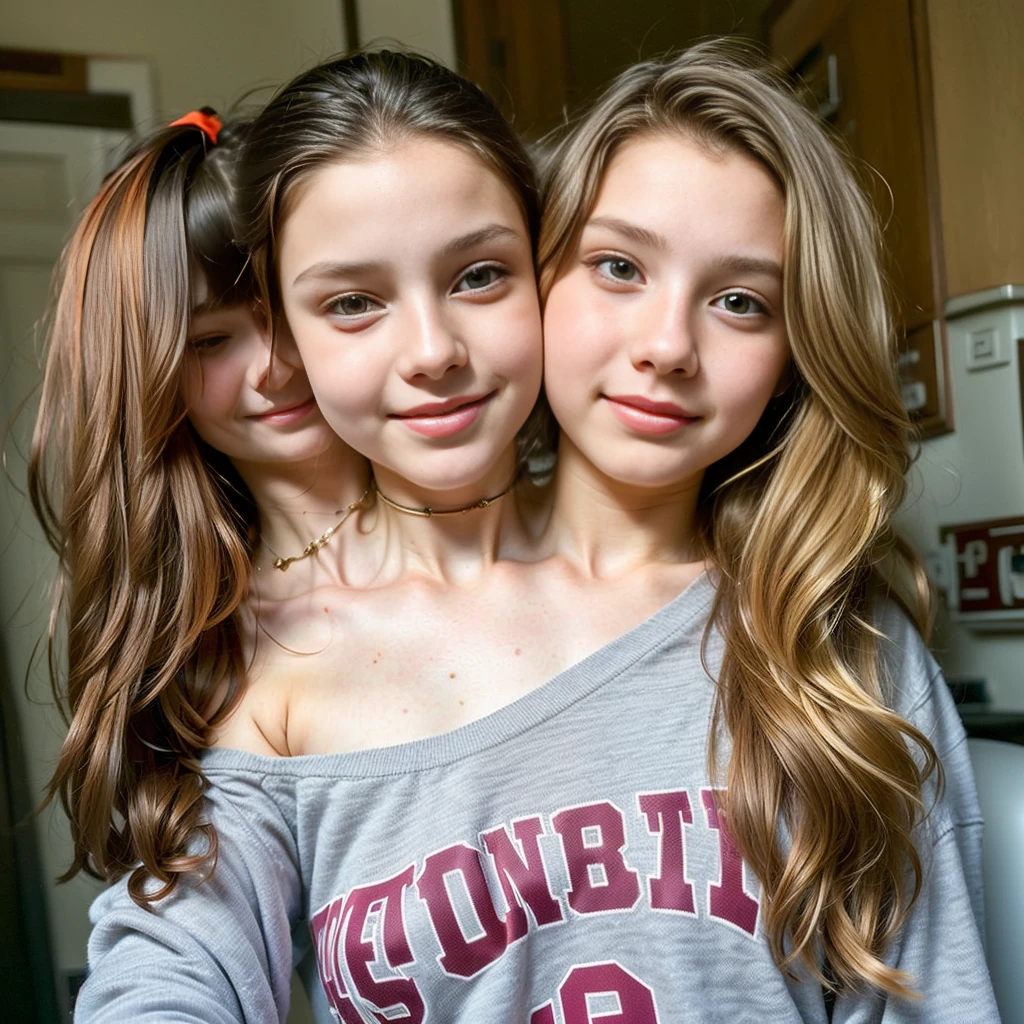 Two headed girl, (one head :1.5), (one head 14 years old