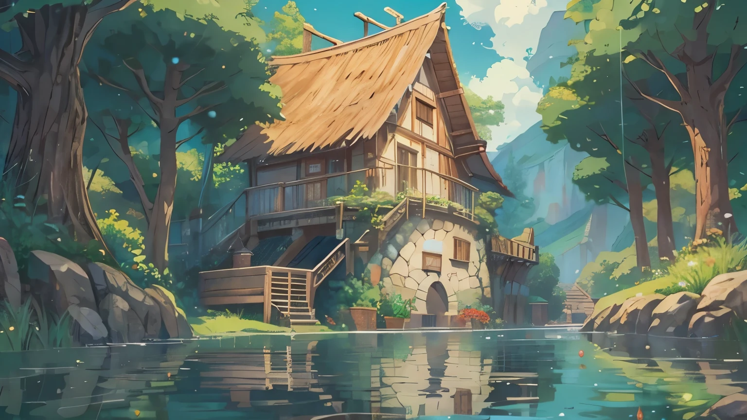 Studio Ghibli, LOFI music cover landscape
