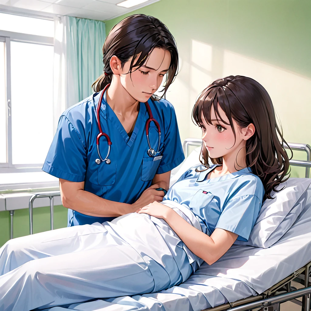 Girl fucking with a sick man in a hospital