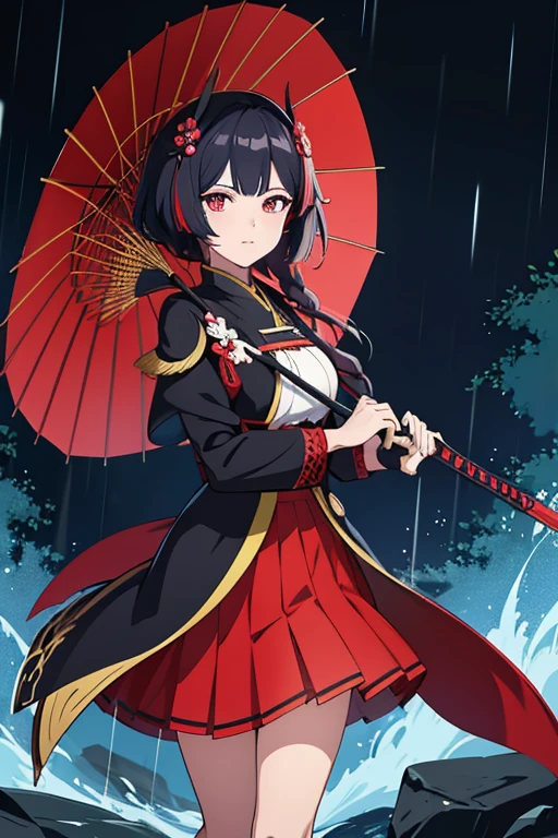 Anime girl with umbrella and sword in the rain with blood., arte detallado de Onmyoji, Onmyoji, Best Anime 4K Konachan Wallpaper, Ayaka Genshin Impact, ayaka game genshin impact, genshin impact character, anime art wallpaper 8k, katana zero video game character, anime art wallpaper 4k, genshin impact keqing