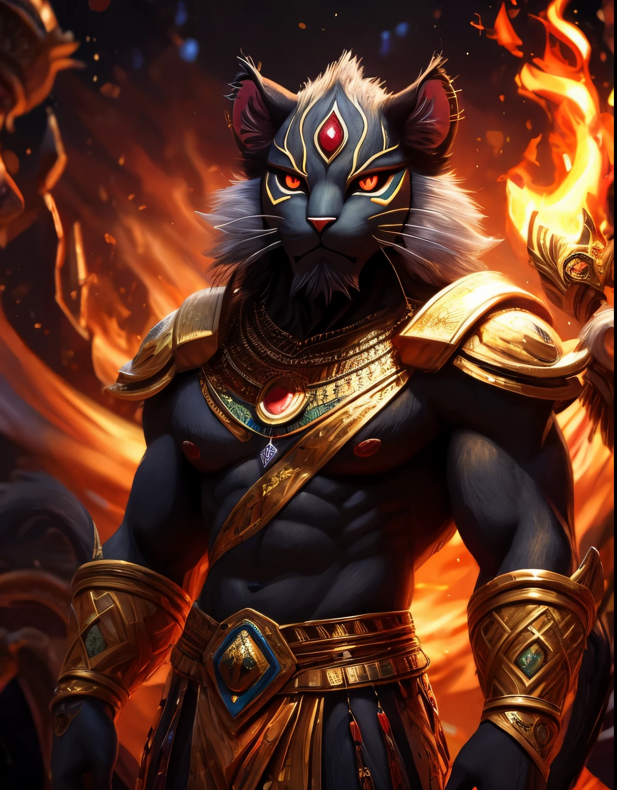(((Persian demon))) best quality, ultra-high resolution, 4K detailed CG, master piece, ANGRA MAINYU,god of destruction and darkness, Persian clothing,Persian mythology, Iran,Persian empire,((standing)) Persian painting style, aesthetics, Beautiful image, depth of field, centered on the canvas