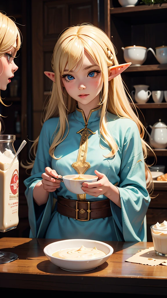 Blonde,Elf,Sisters,condensed milk,eat