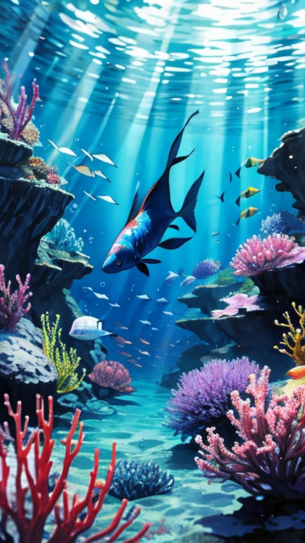 An underwater world filled with vibrant tropical fish
