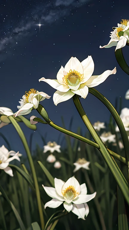 Night-blooming cereus flowers blooming on a summer night