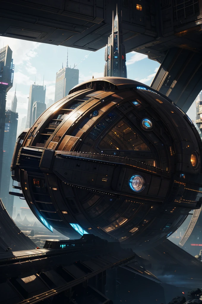 futuristic city, steam punk, crystals, 8k, ultrasharp, masterpiece
