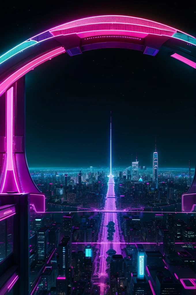 futuristic city, bridge, neon, clear, crystals, 8k, ultrasharp, masterpiece