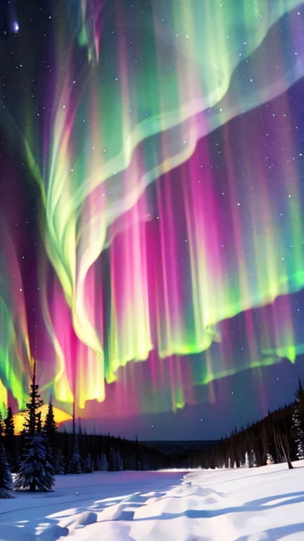 A sky filled with the fantastic colors of the aurora