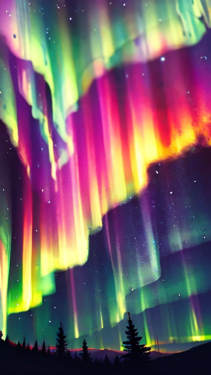 A sky filled with the fantastic colors of the aurora