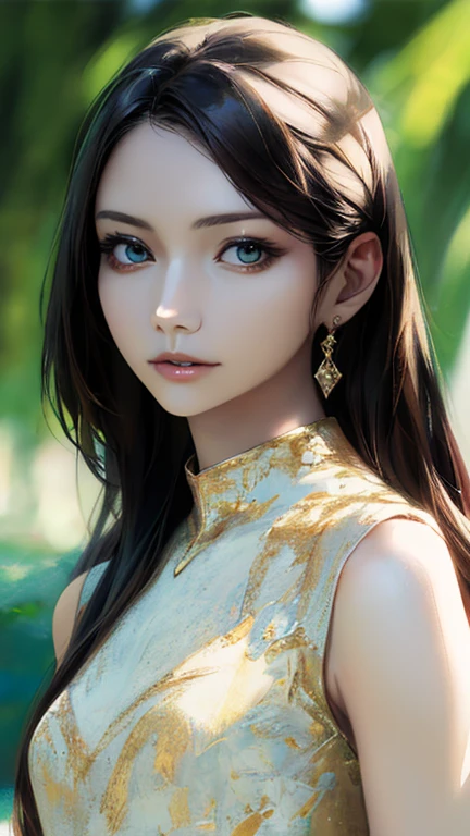 (Highest quality、8k、32K、masterpiece)、(Realistic)、(Realistic:1.2)、(High resolution)、Very detailed、Very beautiful face and eyes、1 girl、Round and small face、Tight waist、Delicate body、(Highest quality、Attention to detail、Rich skin detail)、(Highest quality、8k、Oil paints:1.2)、Very detailed、(Realistic、Realistic:1.37)、Bright colors