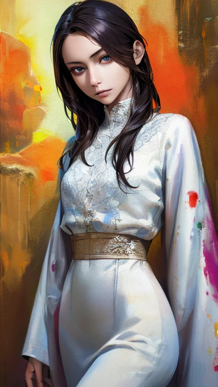 (Highest quality、8k、32K、masterpiece)、(Realistic)、(Realistic:1.2)、(High resolution)、Very detailed、Very beautiful face and eyes、1 girl、Round and small face、Tight waist、Delicate body、(Highest quality、Attention to detail、Rich skin detail)、(Highest quality、8k、Oil paints:1.2)、Very detailed、(Realistic、Realistic:1.37)、Bright colors