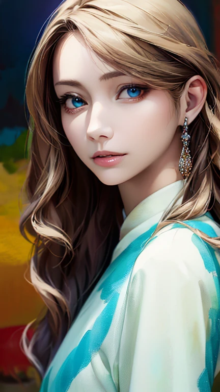 (Highest quality、8k、32K、masterpiece)、(Realistic)、(Realistic:1.2)、(High resolution)、Very detailed、Very beautiful face and eyes、1 girl、Round and small face、Tight waist、Delicate body、(Highest quality、Attention to detail、Rich skin detail)、(Highest quality、8k、Oil paints:1.2)、Very detailed、(Realistic、Realistic:1.37)、Bright colors